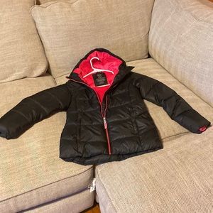 Black with pink interior puff jacket